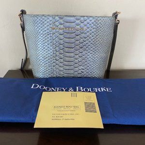 Dooney & Bourke Leather Snake Embossed Crossbody Bag Silver/Gray/Green